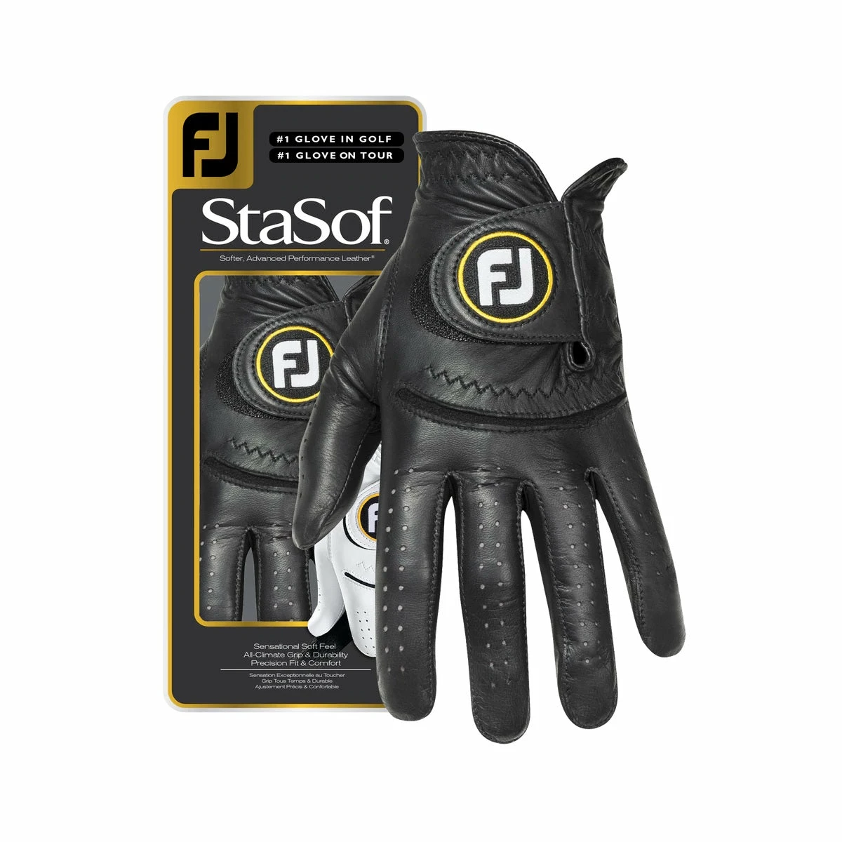 FootJoy Mens Stasof Golf Gloves Black 3 FootJoy Mens Stasof Golf Gloves Black