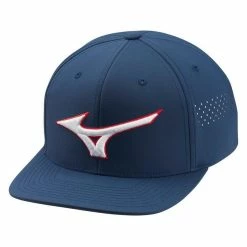 Mizuno Tour Flat Snapback Hat -Golf Accessories Sales Store 2021 20mizuno 20flat 20snapback 20hat 20navy 20red