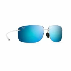 Maui Jim Hema Polarized Sunglasses Matte Crystal Frame Blue Hawaii Lens